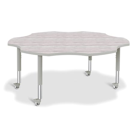Jonti-Craft Berries Six Leaf Activity Table, Mobile, Driftwood Gray/Gray/Gray 6458JCM450